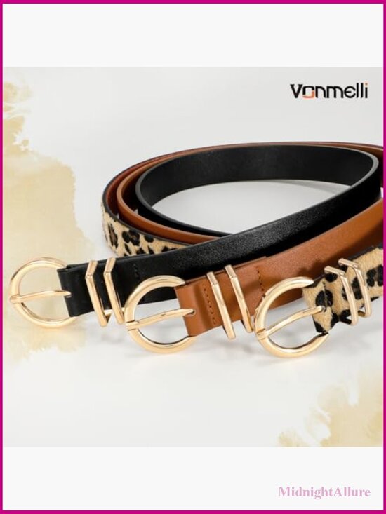 Faux Leather Belt with Gold Buckle for Jeans and Dresses main image 4